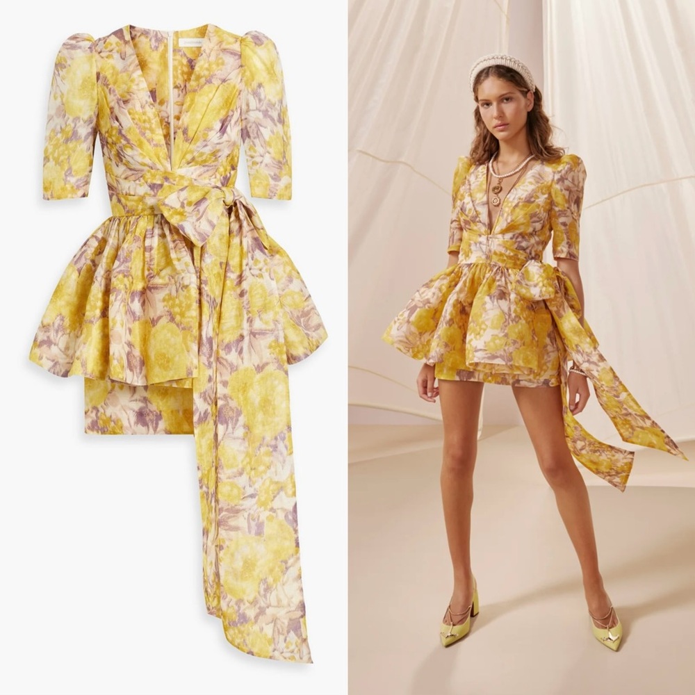 NWT AU2 RUNWAY LOOK Zimmermann HIGH TIDE PEPLUM MINI Dress